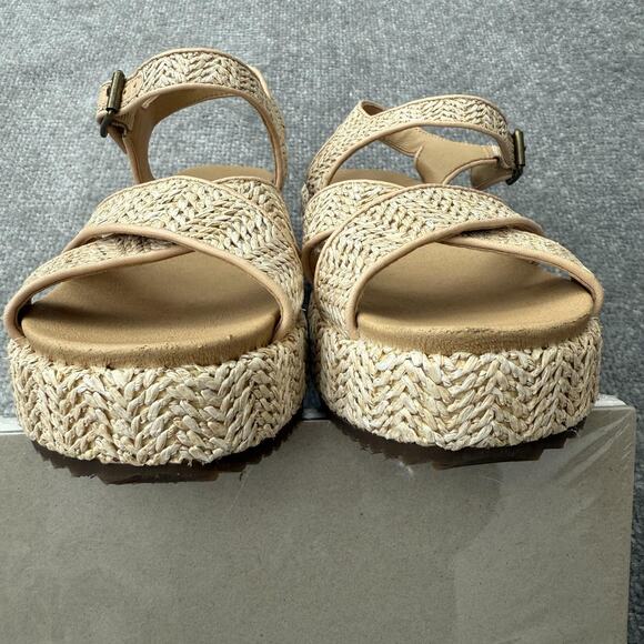 Lucky Brand Sandals Womens Size 6.5 Natural Wagoo Platform Espadrille Strappy - Picture 11 of 12
